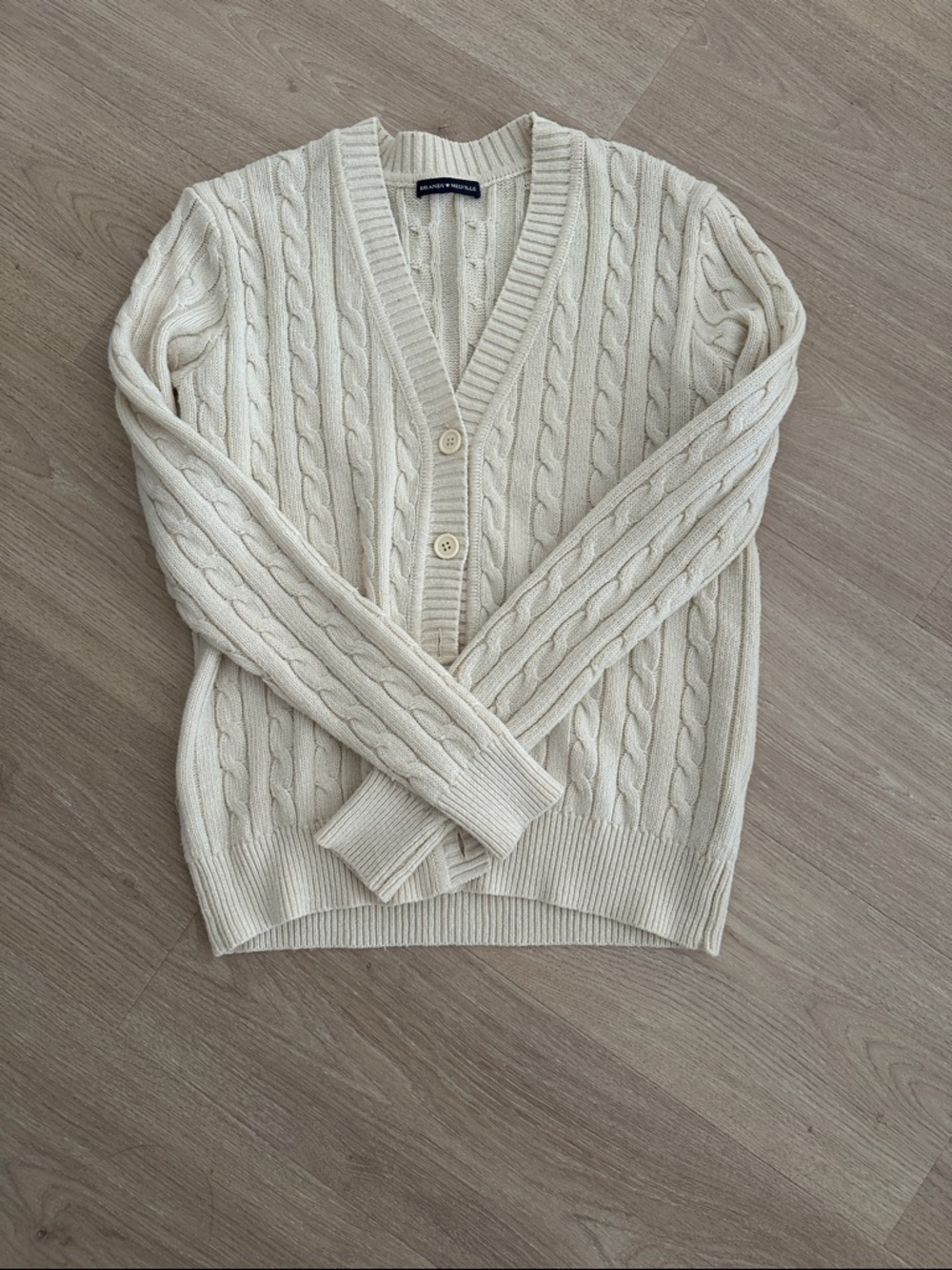 Brandy Melville Cream Cable-Knit Button Cardigan